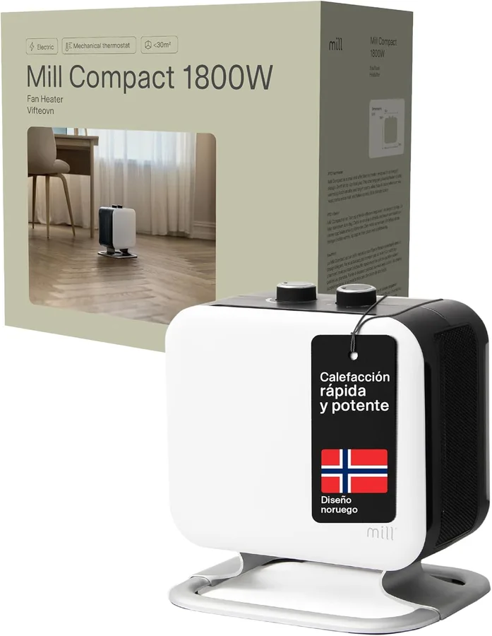 Mill Compact Calefactor Cerámico 1800W Diseñado en Noruega